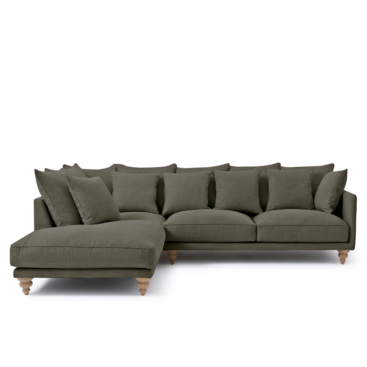 Γωνιακός καναπές από βαμβάκι και λινό Μ206xΠ279xΥ93cm