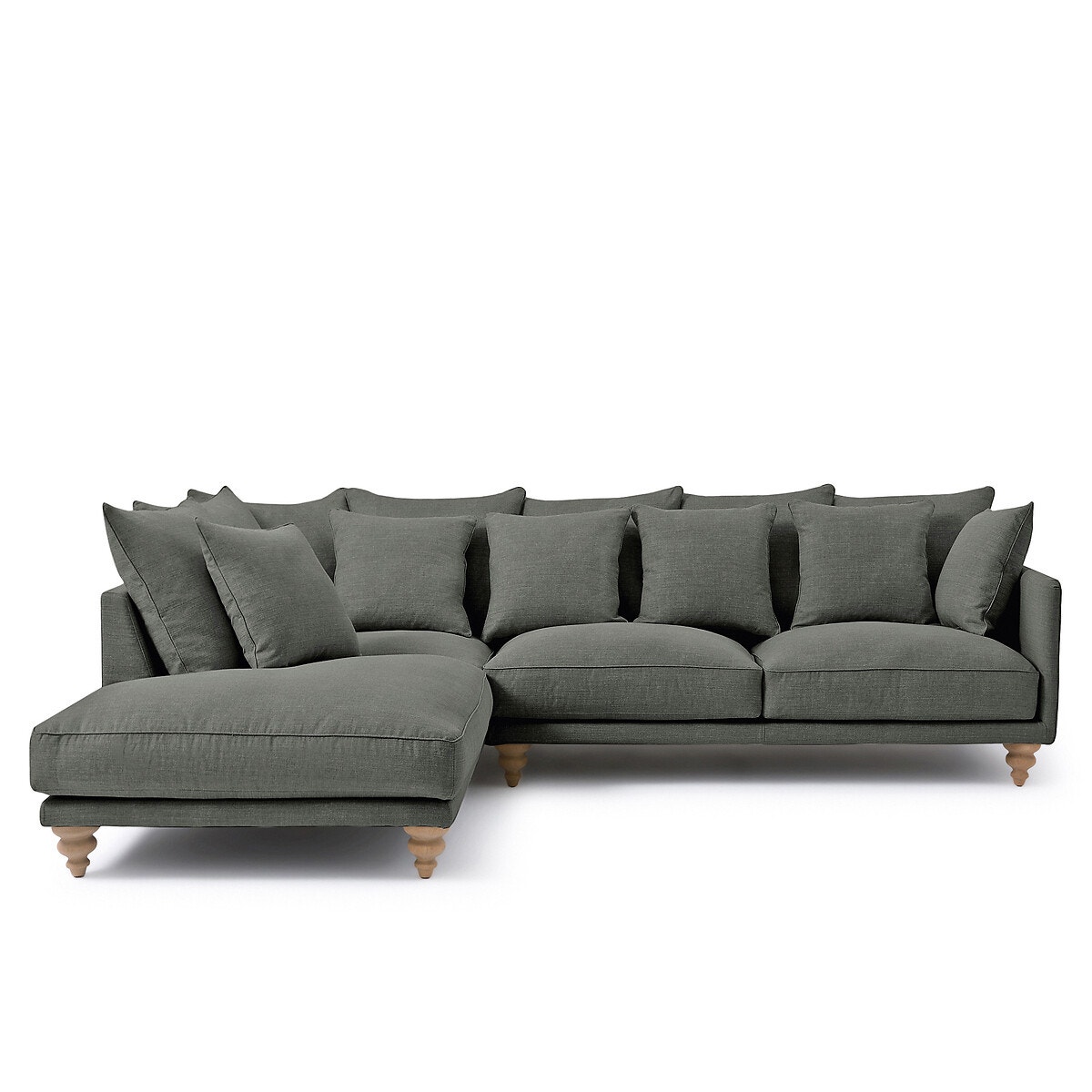 Γωνιακός καναπές από βαμβάκι και λινό Μ206xΠ279xΥ93cm