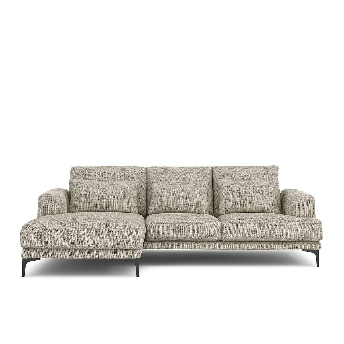 Γωνιακός καναπές με ταπετσαρία ψαροκόκκαλο και κηλίδες Μ149xΠ258xΥ83cm