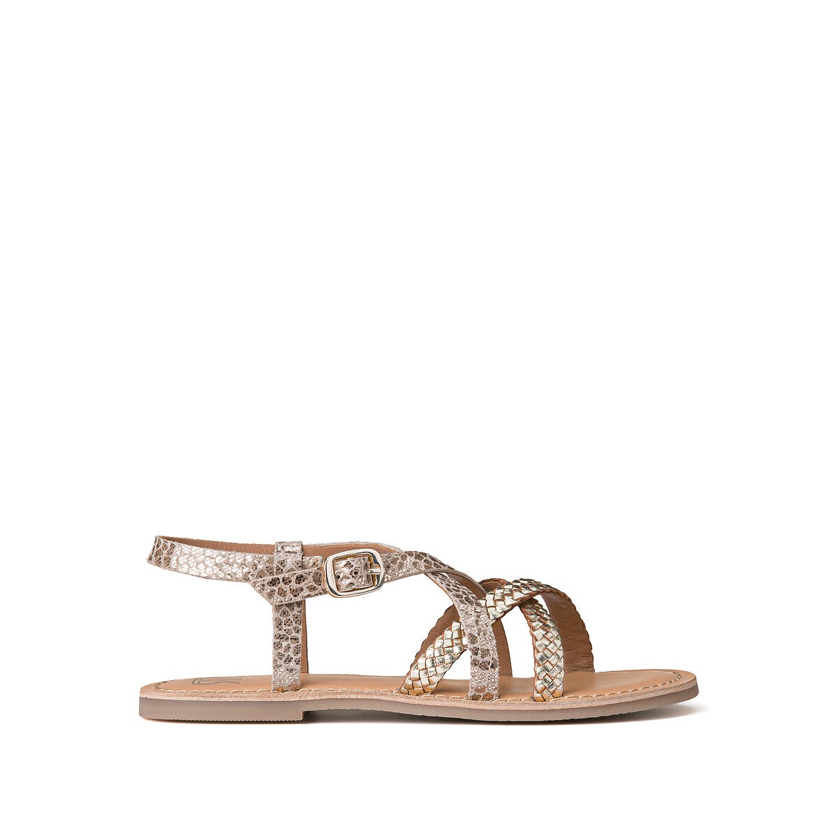 Δερμάτινα πέδιλα με λουράκια σε σχέδιο πλεξίδα