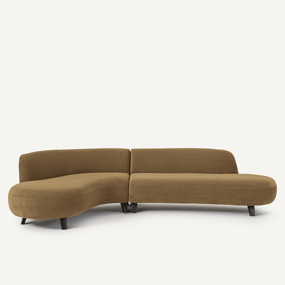 Γωνιακός καναπές από λινό βελούδο Μ183xΠ277xΥ75cm