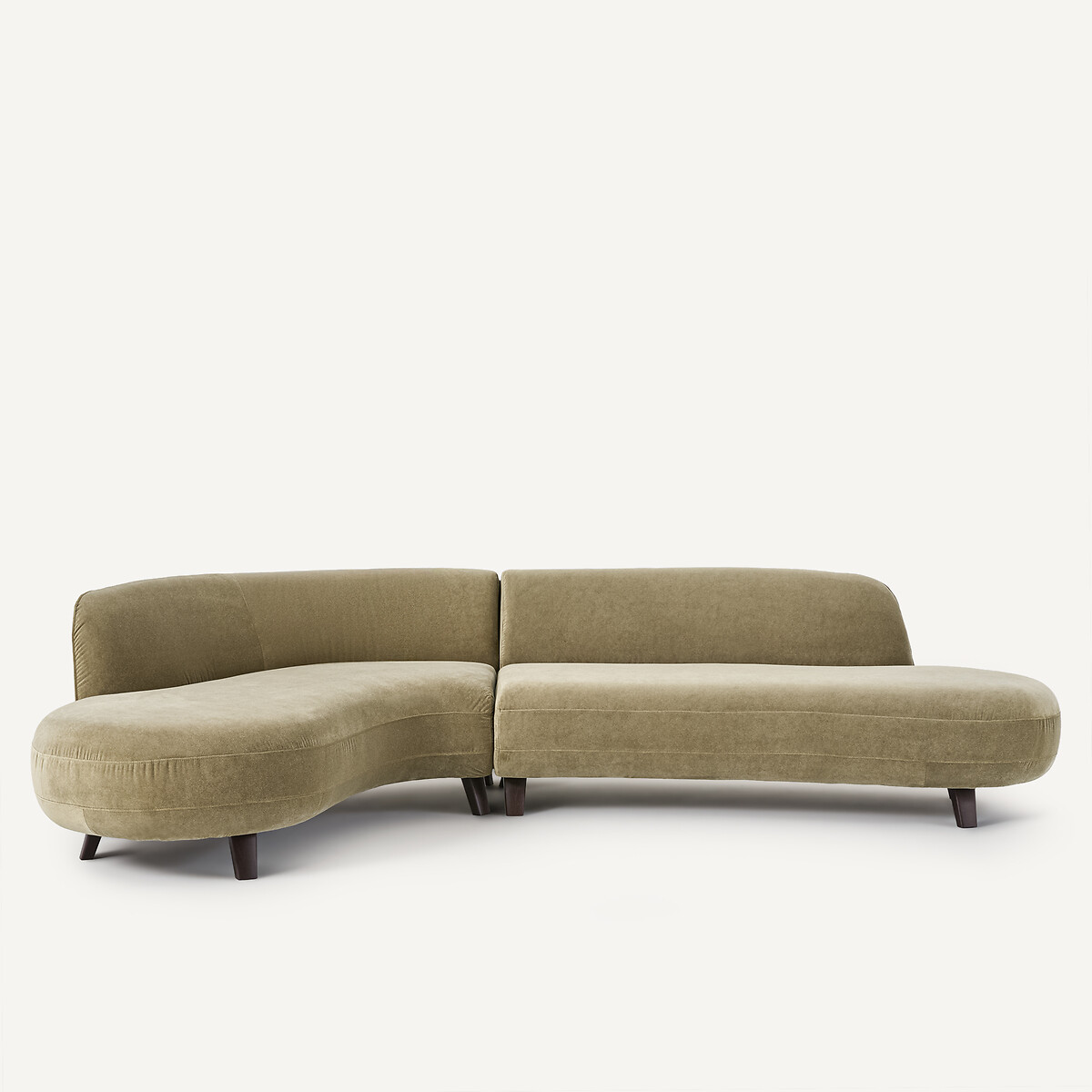 Γωνιακός καναπές από λινό βελούδο Μ183xΠ277xΥ75cm