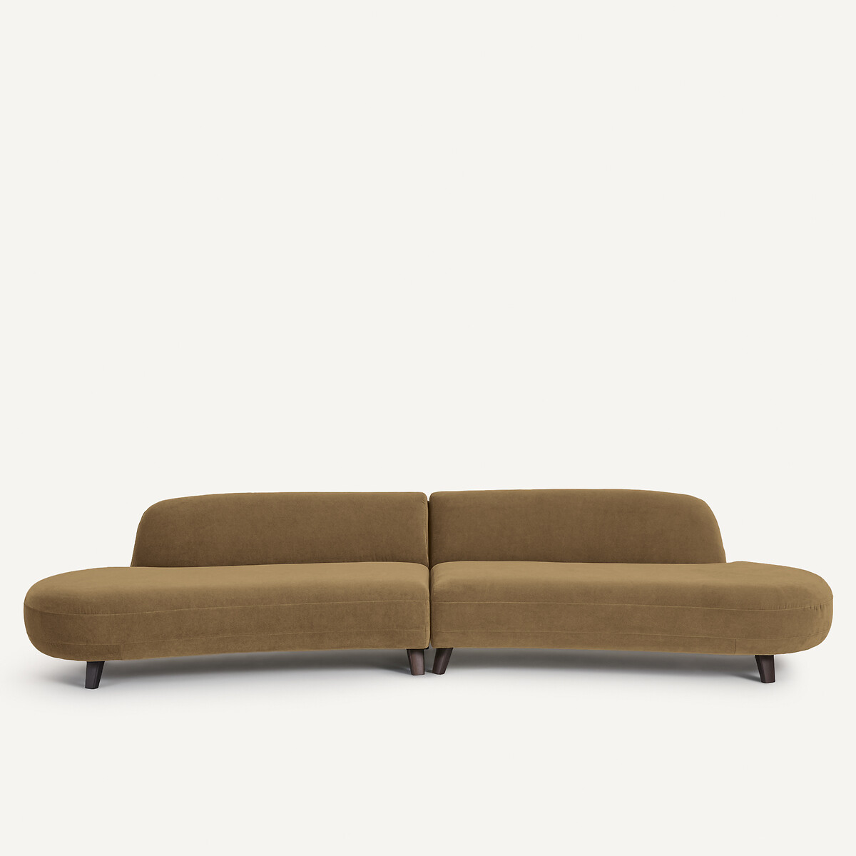 Εξαθέσιος καναπές από λινό βελούδο Μ112xΠ351xΥ75cm