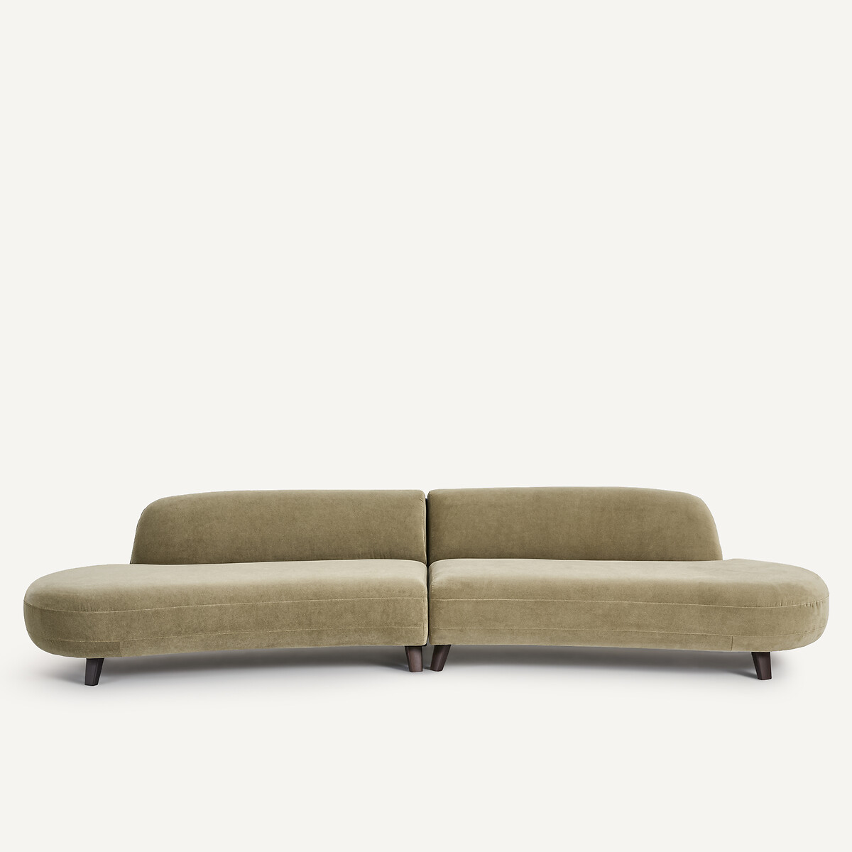 Εξαθέσιος καναπές από λινό βελούδο Μ112xΠ351xΥ75cm