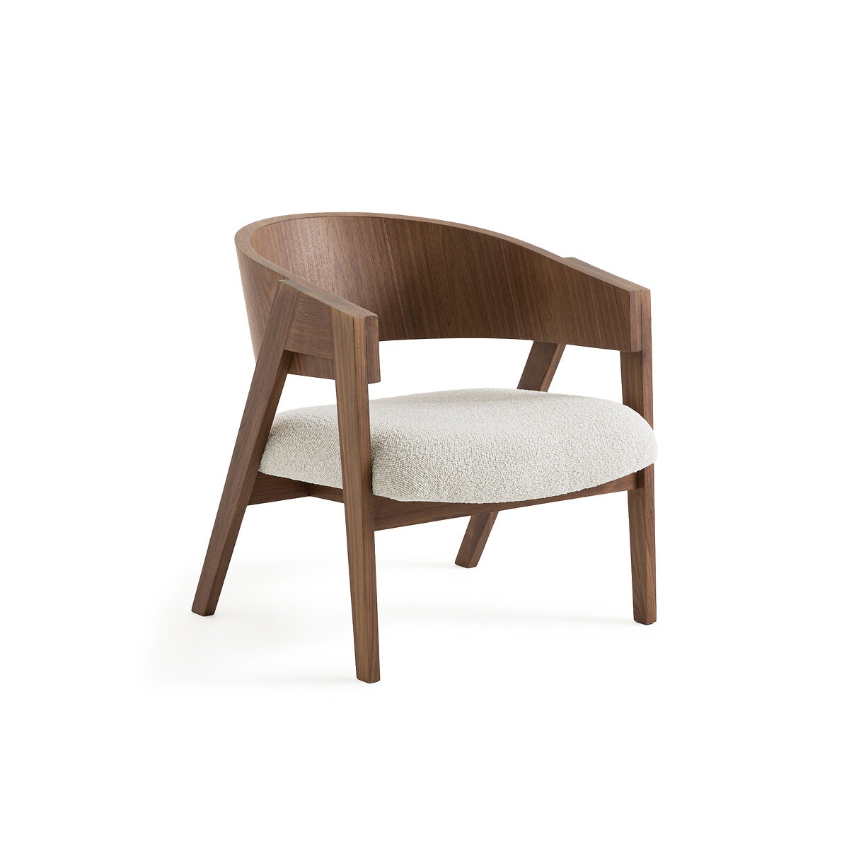 Πολυθρόνα από ξύλο καρυδιάς και μπουκλέ ταπετσαρία, Charly