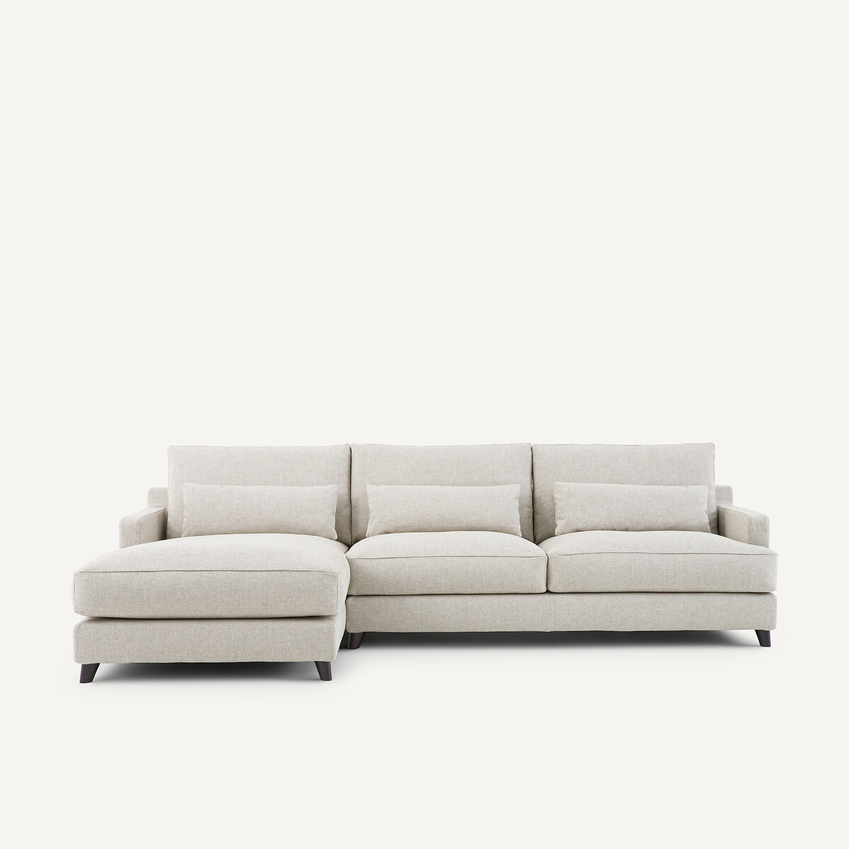 Γωνιακός καναπές με ανάγλυφη ταπετσαρία από βισκόζη και λινό Μ172xΠ294xΥ83cm