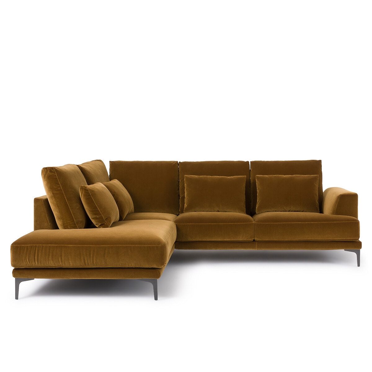 Γωνιακός καναπές από βελούδο Μ222xΠ258xΥ83cm