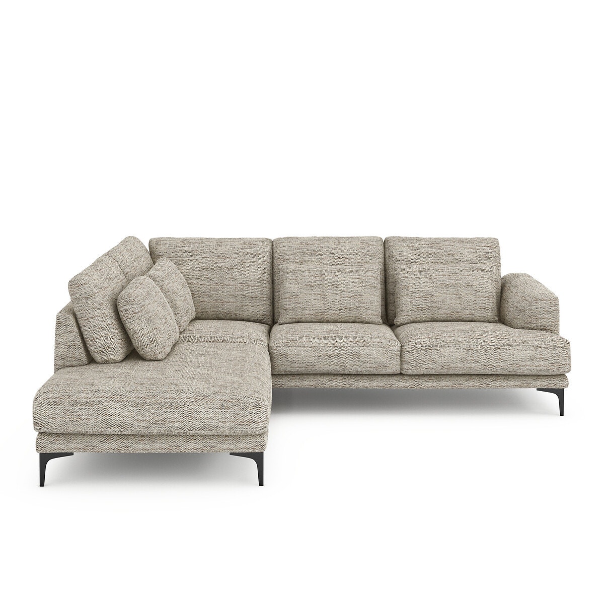 Γωνιακός καναπές με ταπετσαρία ψαροκόκκαλο Μ222xΠ258xΥ83cm