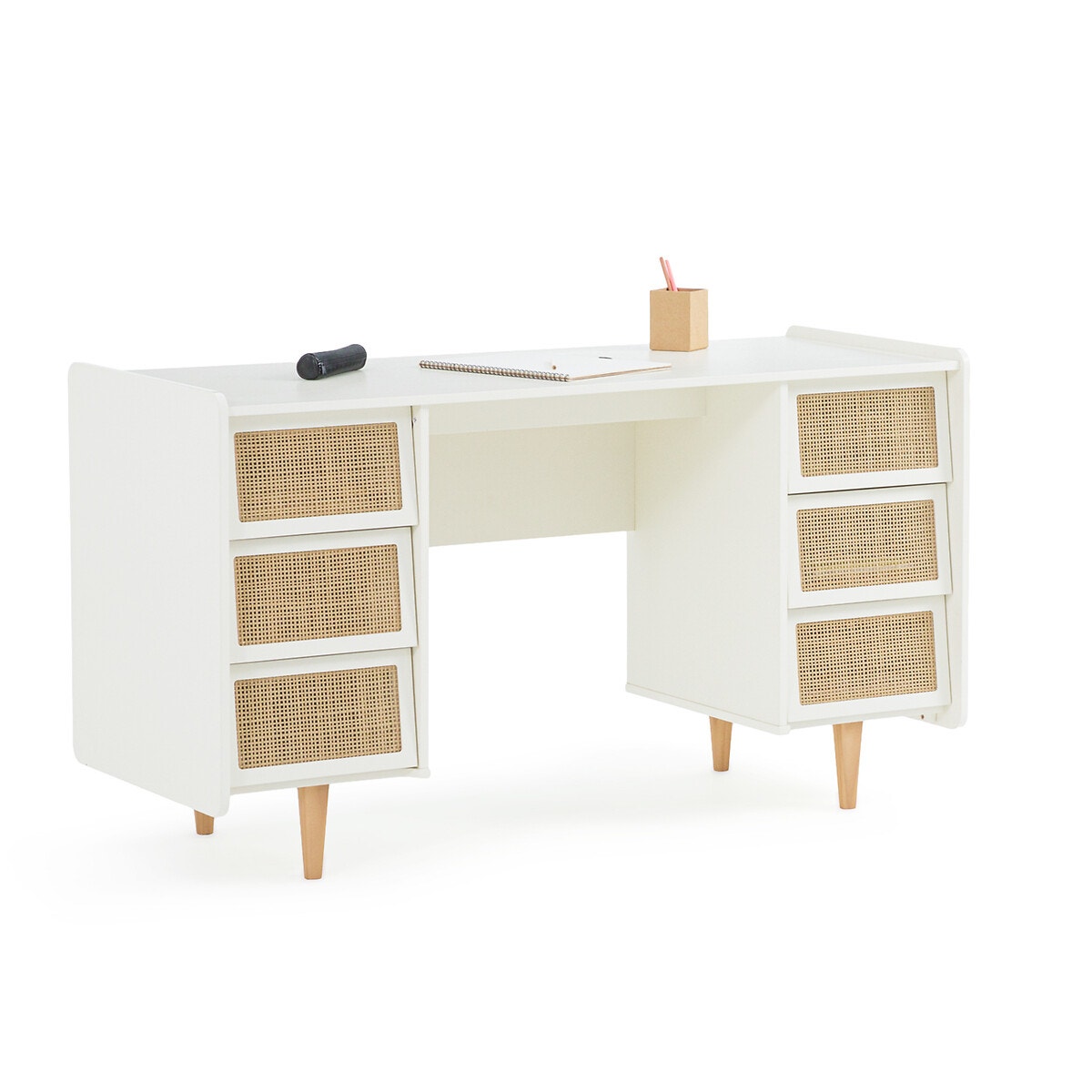 La Redoute Interieurs Γραφείο με διπλό ντουλάπι και 6 συρτάρια Μ56xΠ136xΥ77cm