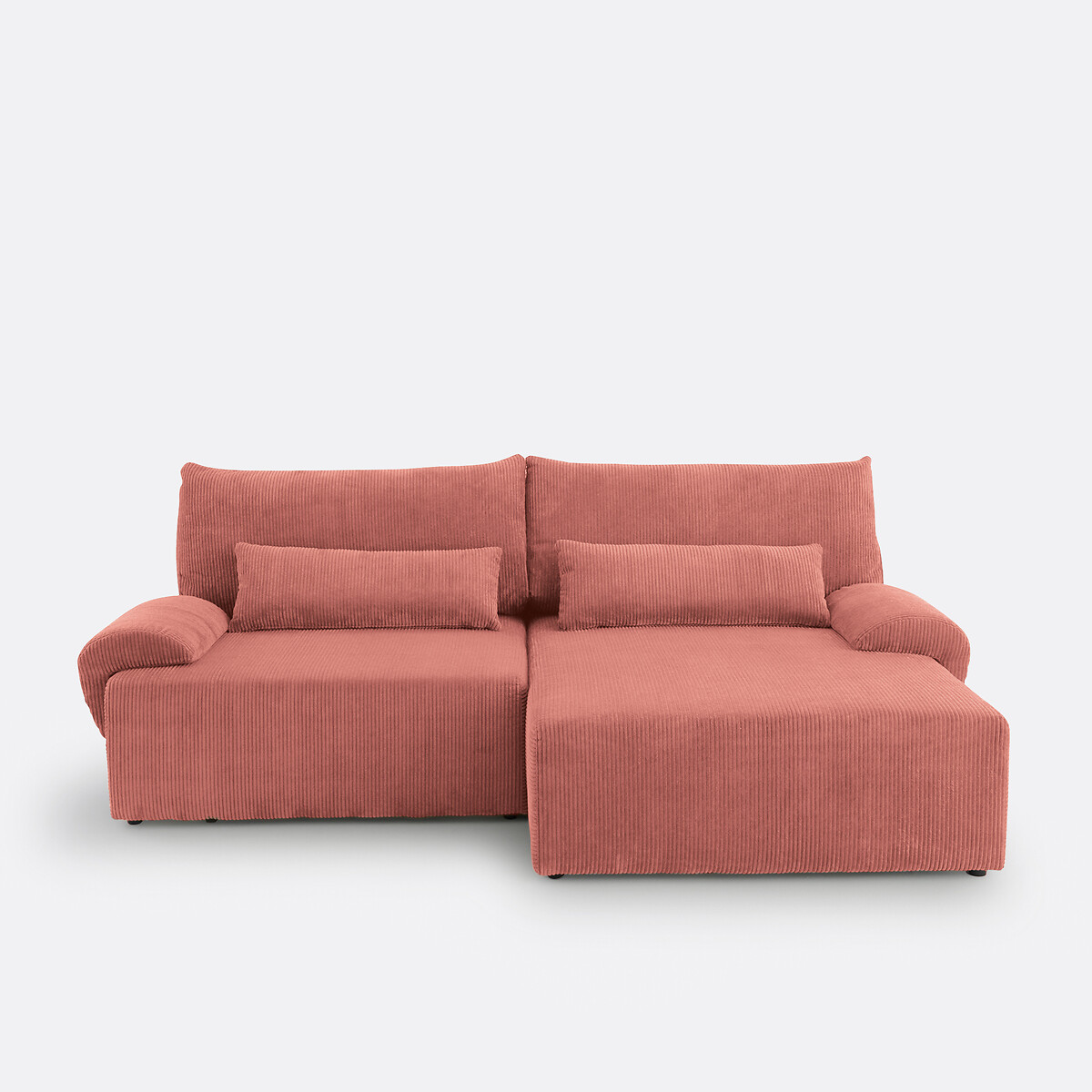 Γωνιακός καναπές-κρεβάτι από βελούδο κοτλέ Μ180xΠ228xΥ100cm