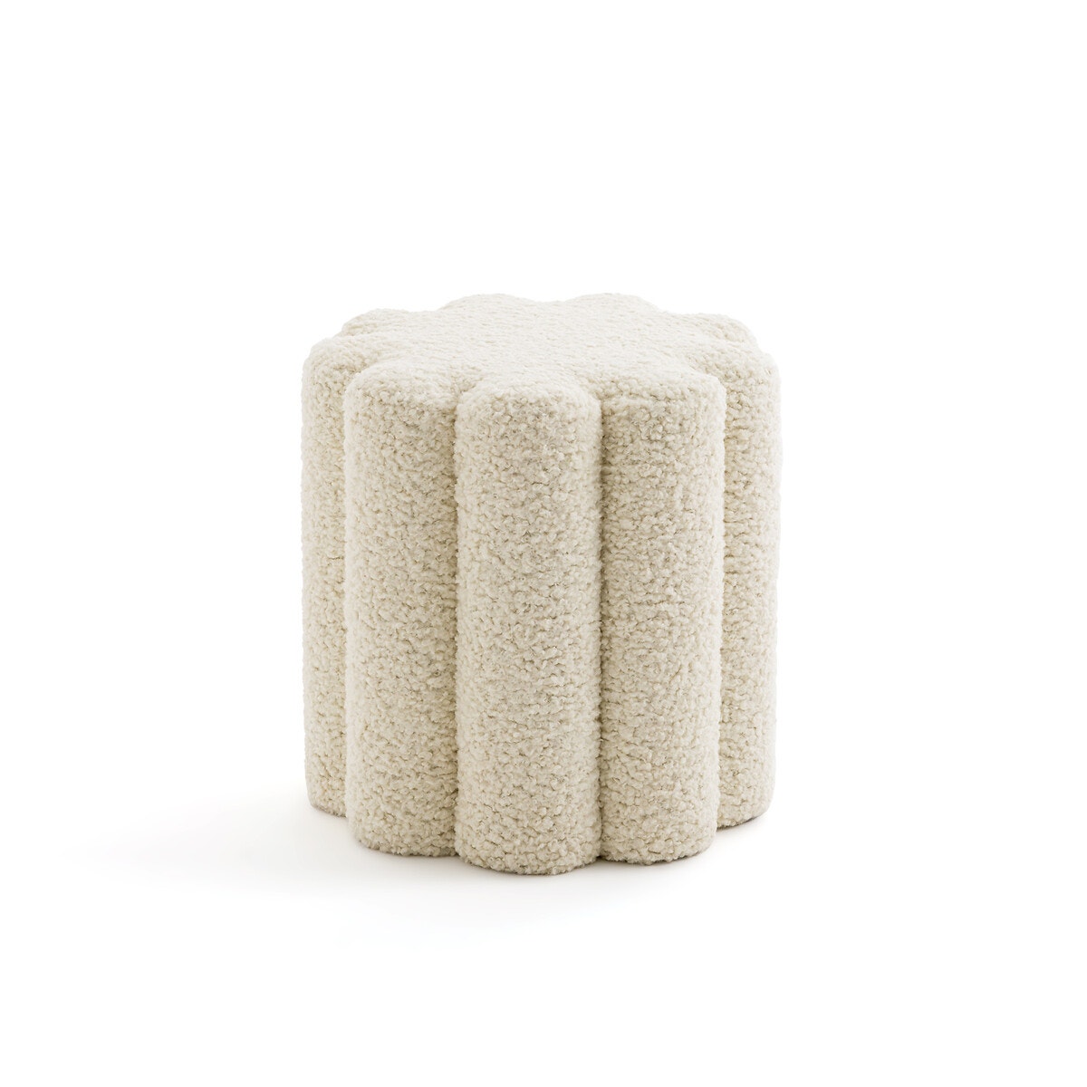 Πουφ με μπουκλέ σενίλ ταπετσαρία Μ38xΠ38cm