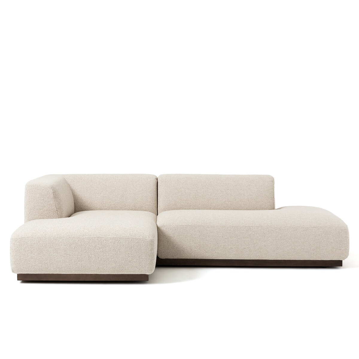 Γωνιακός καναπές XL με μπουκλέ ταπετσαρία Μ152xΠ282xΥ67cm