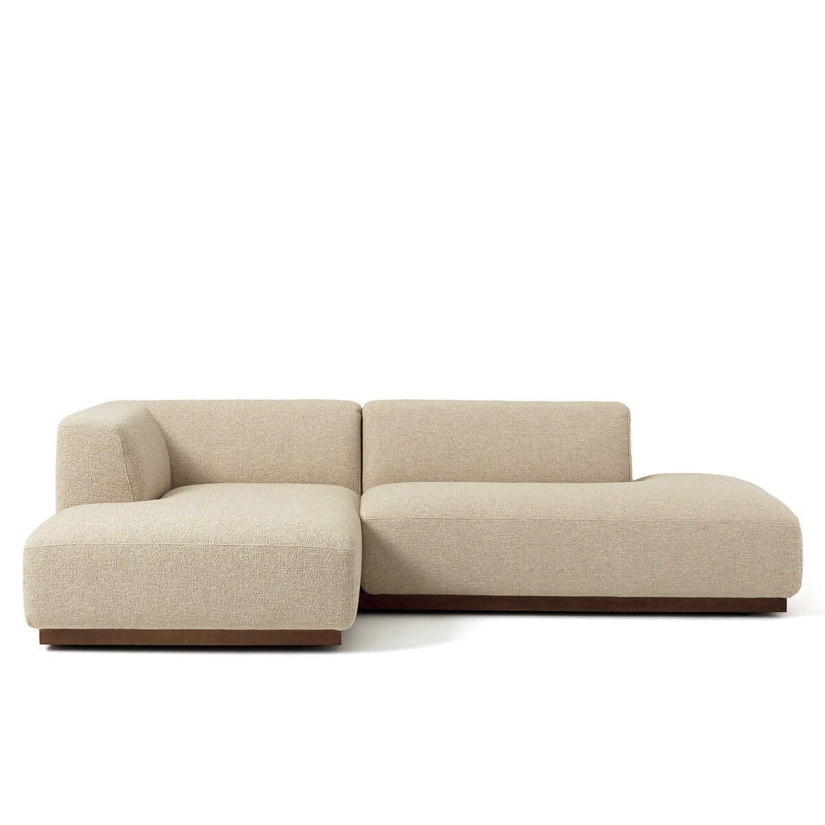 Γωνιακός καναπές XL με μπουκλέ ταπετσαρία Μ152xΠ282xΥ67cm