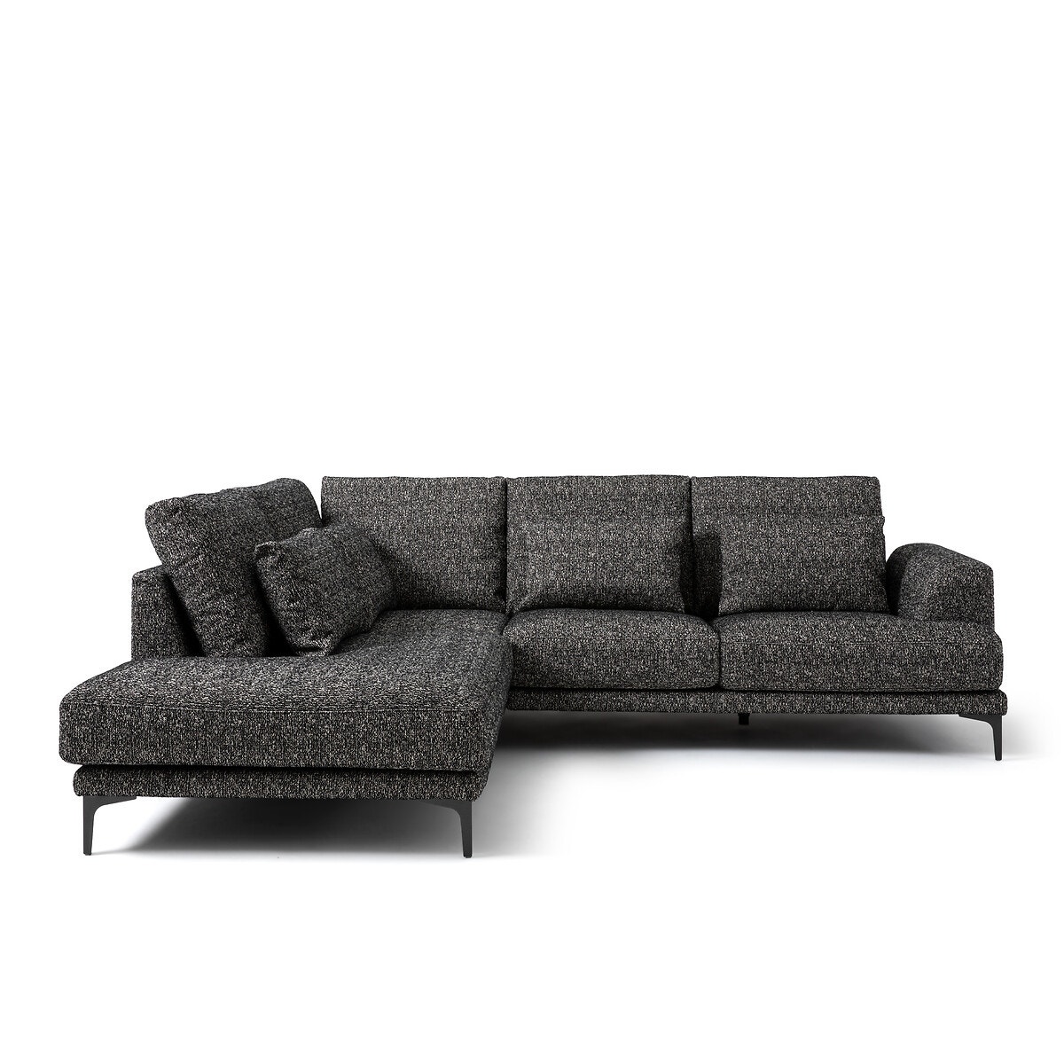 Γωνιακός καναπές με μπουκλέ ταπετσαρία Μ222xΠ258xΥ83cm