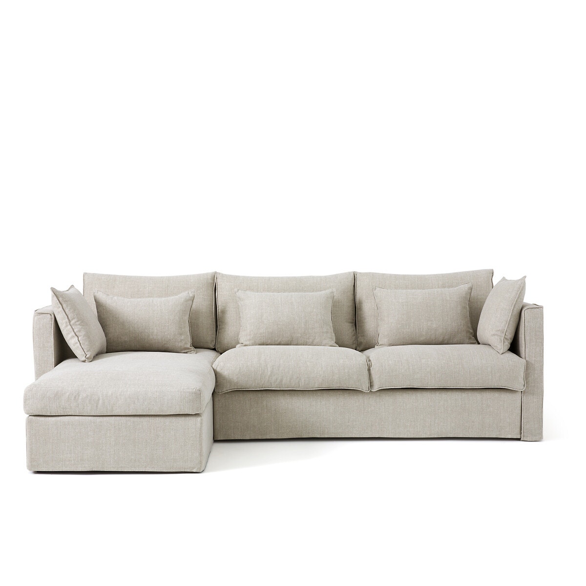 Γωνιακός πτυσσόμενος καναπές-κρεβάτι με ταπετσαρία από βαμβάκι λινό, Camille