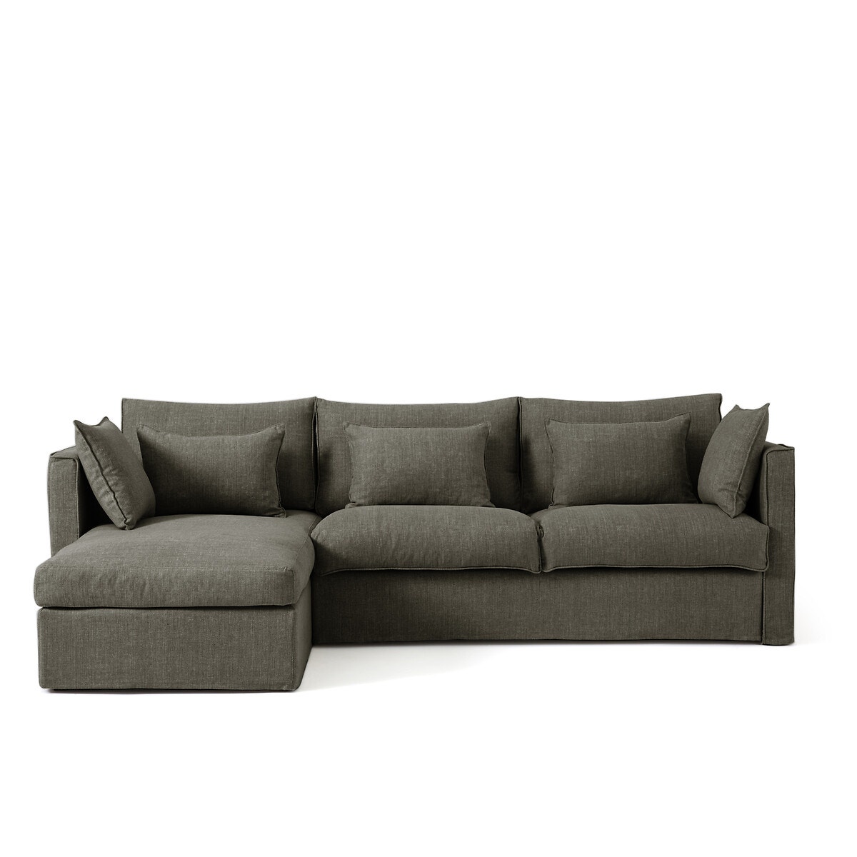 Γωνιακός πτυσσόμενος καναπές-κρεβάτι με ταπετσαρία από βαμβάκι λινό Μ160xΠ258xΥ87cm