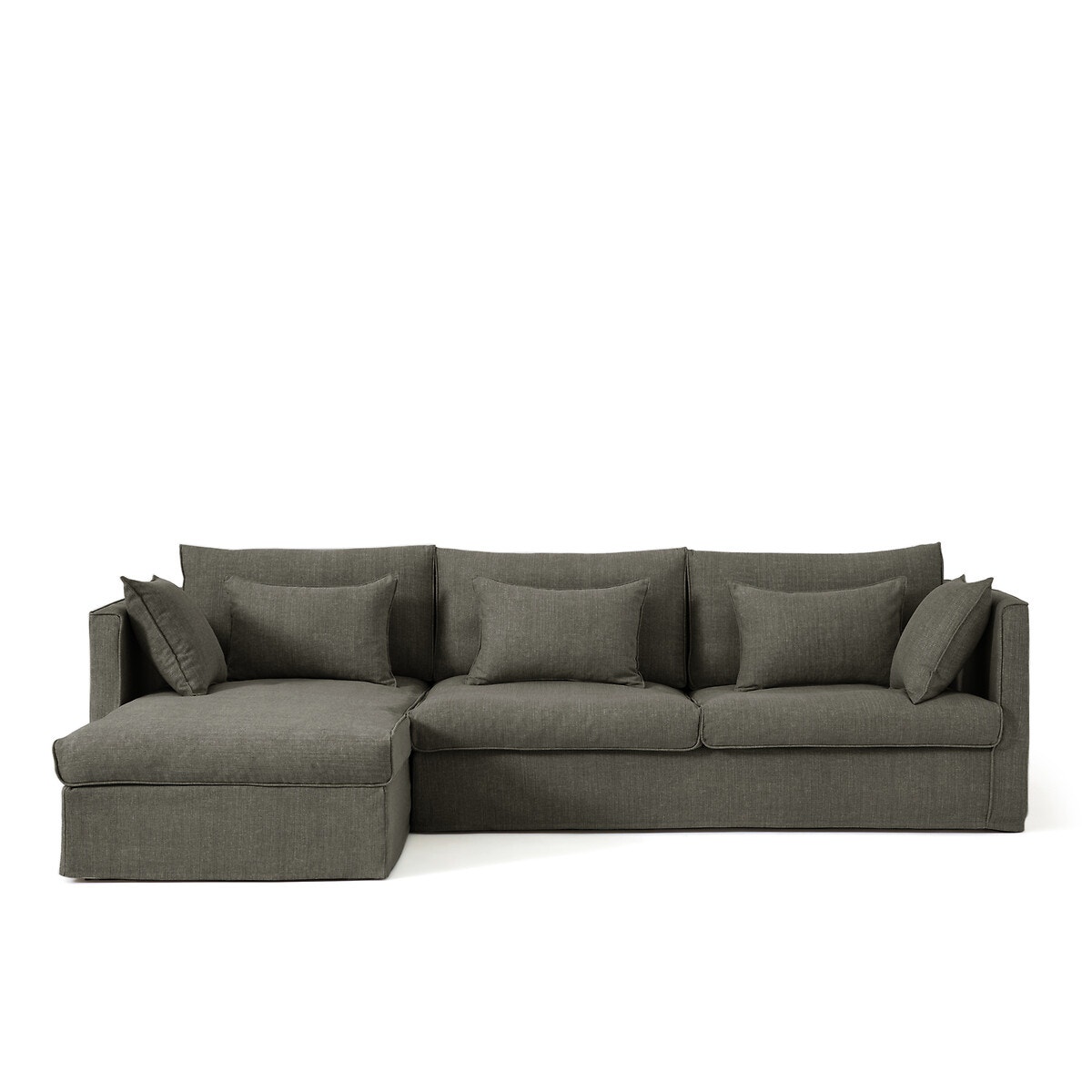 Γωνιακός καναπές από βαμβάκι λινό Μ165xΠ278xΥ87cm