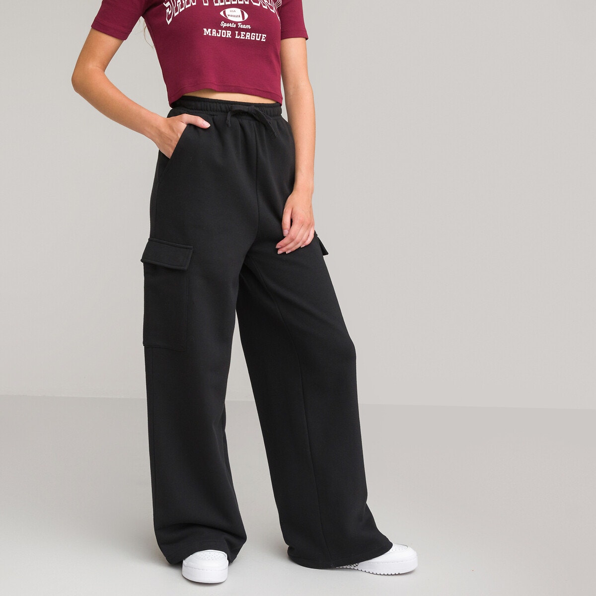 La Redoute Collections Φαρδύ παντελόνι σε μιλιτέρ στυλ από φανέλα