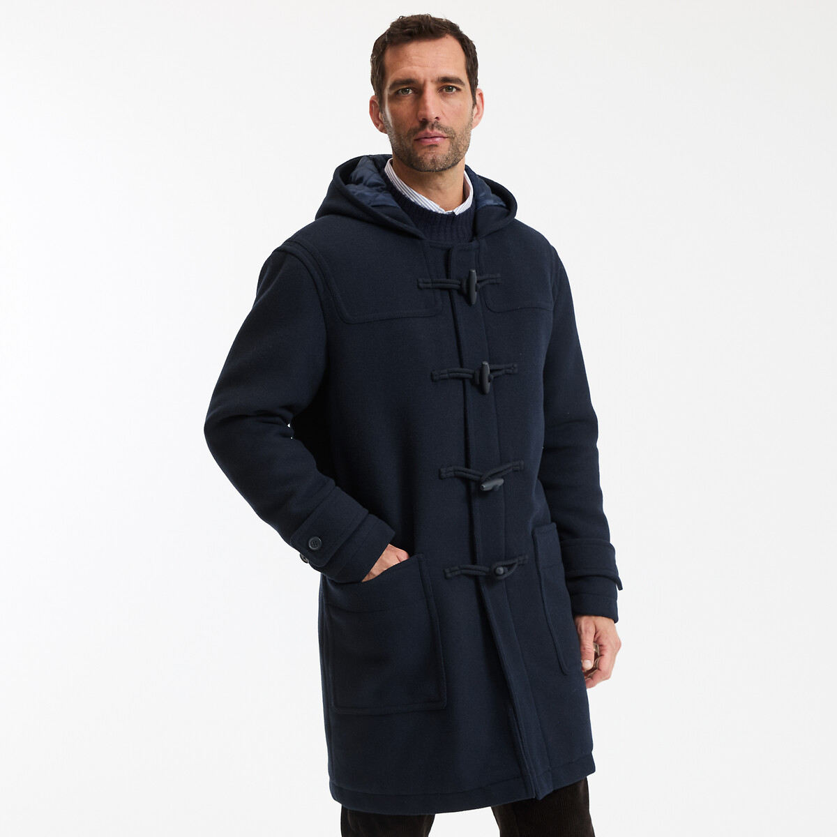 La Redoute Collections Μίντι μοντγκόμερι με μη αφαιρούμενη κουκούλα