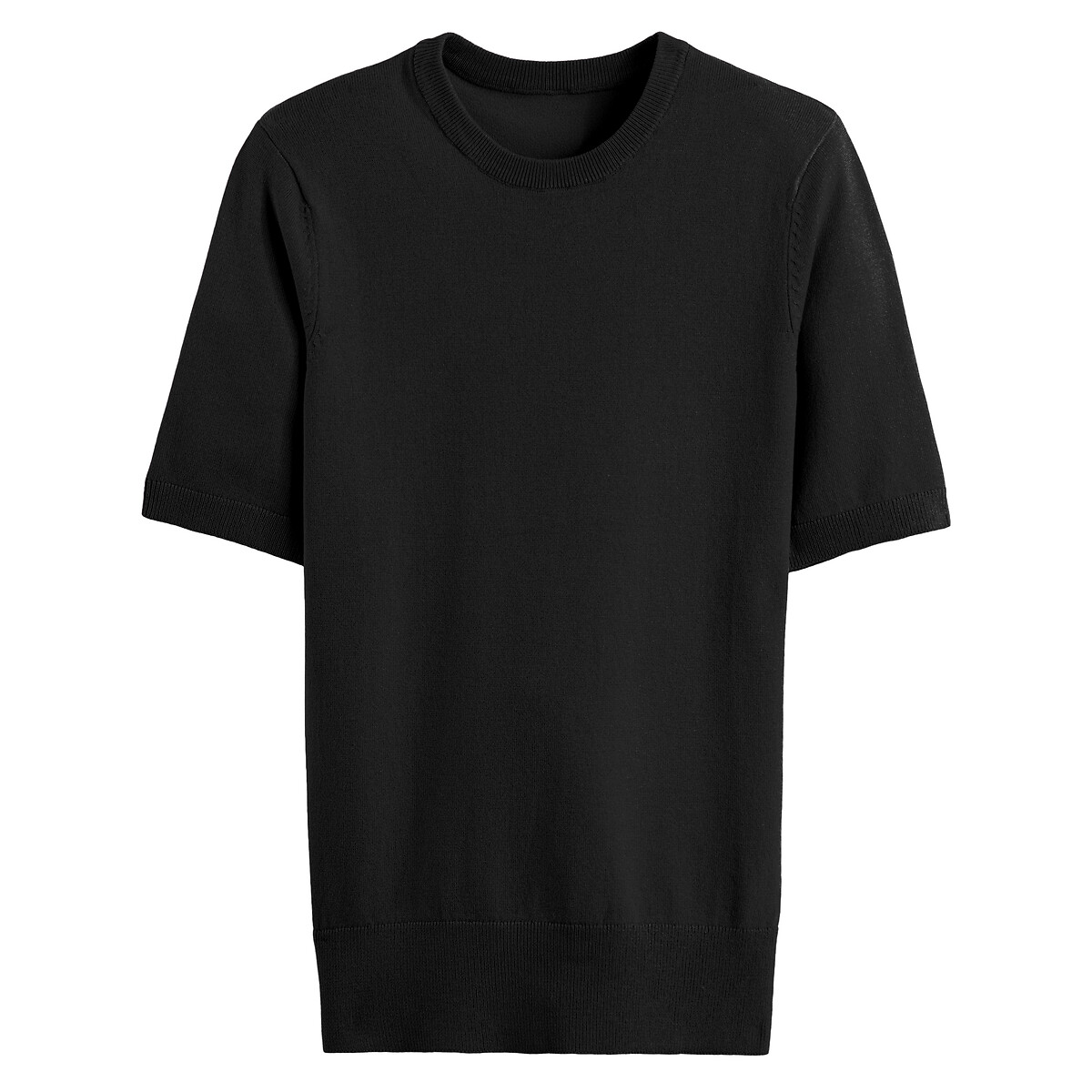 Κοντομάνικο πλεκτό με στρογγυλή λαιμόκοψη