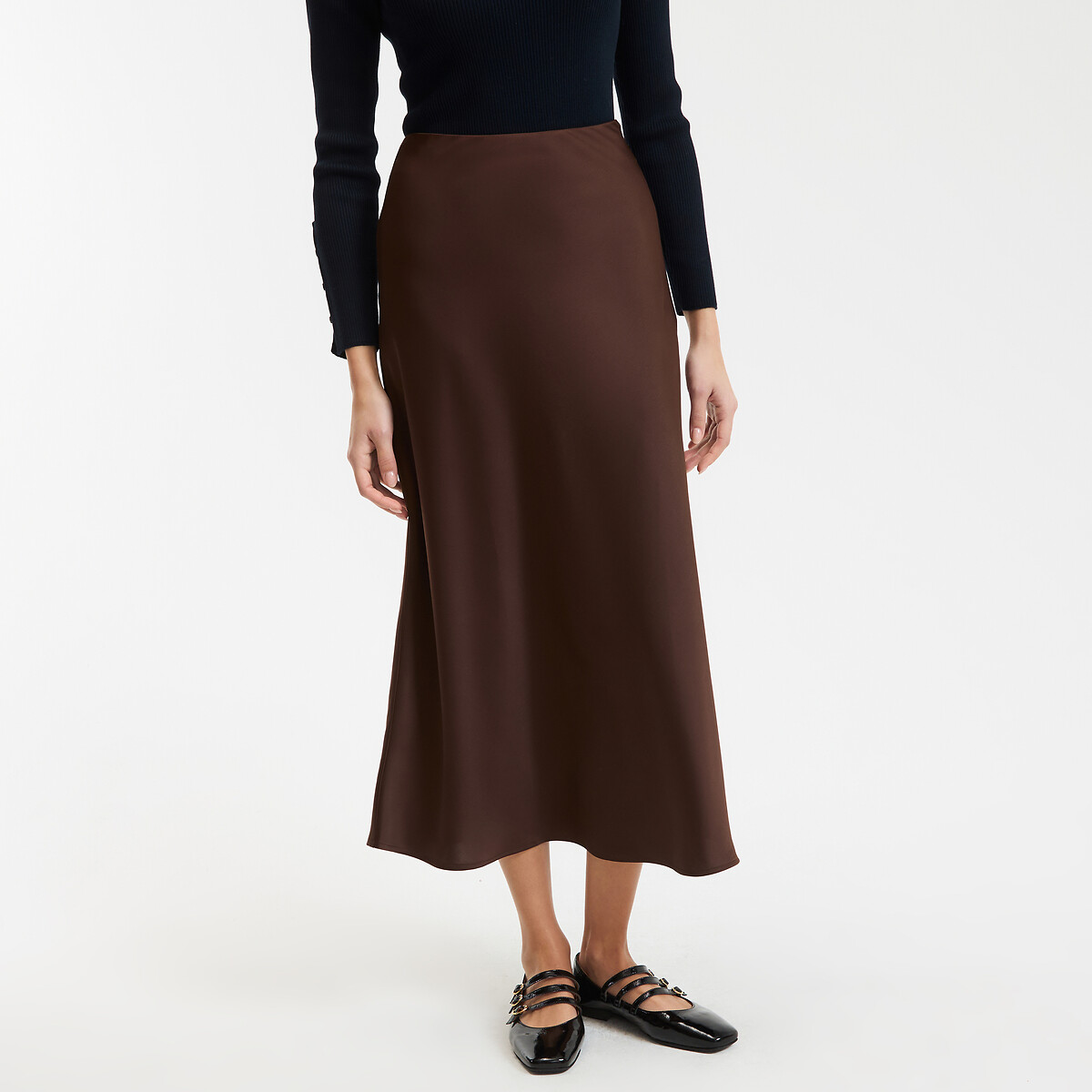 La Redoute Collections Μακριά εβαζέ φούστα από ματ σατέν