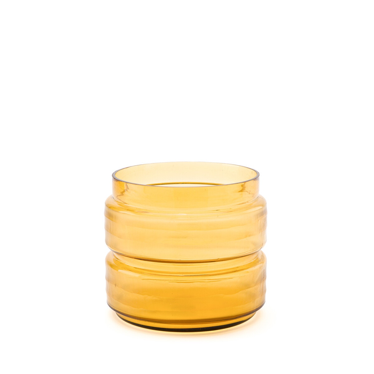 Βάζο από διάφανο κίτρινο γυαλί Μ25xΠ25xΥ24cm