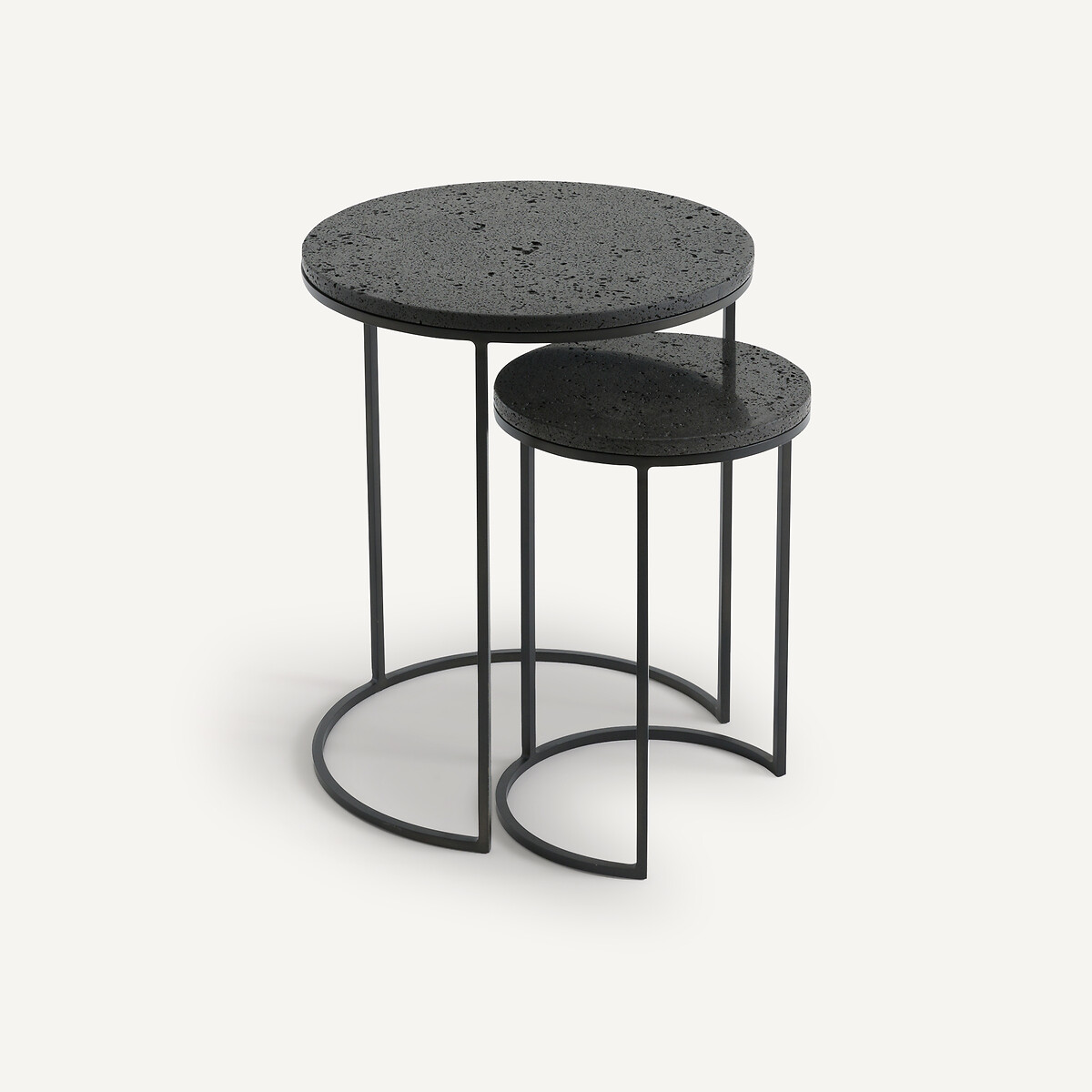 Σετ 2 βοηθητικά τραπεζάκια από ηφαιστειακή πέτρα Μ41xΠ41xΥ52cm