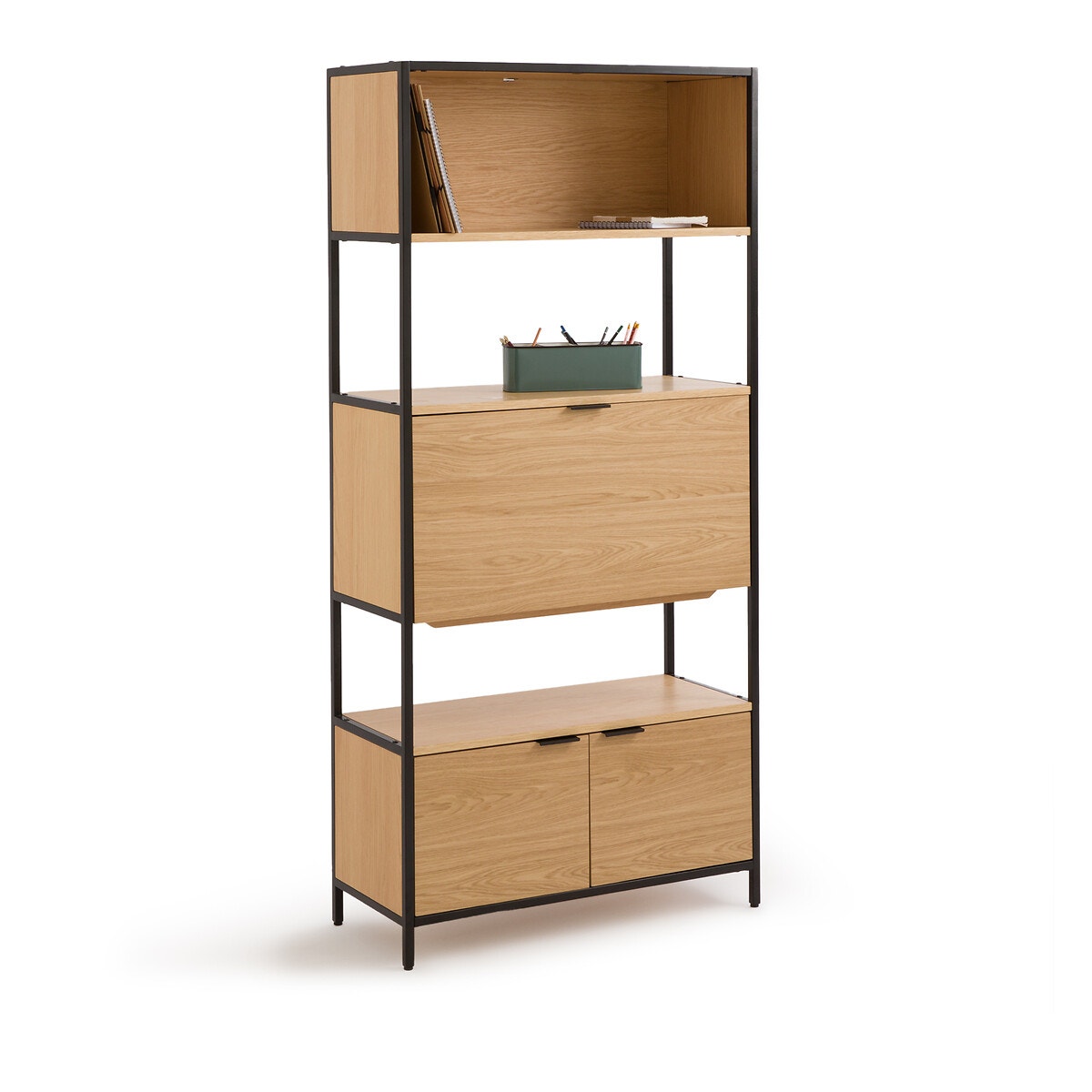 La Redoute Interieurs Γραφείο με ράφι από καπλαμά ξύλου δρυ Μ37xΠ90xΥ190cm