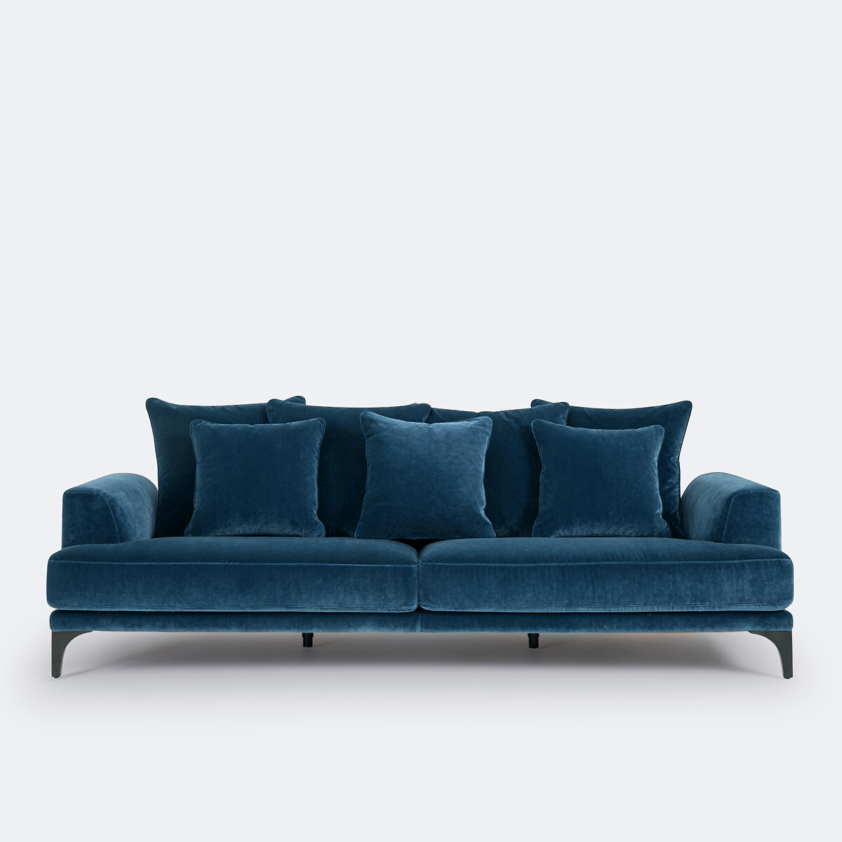 Καναπές με βελουτέ ταπετσαρία Μ105xΠ217xΥ84cm