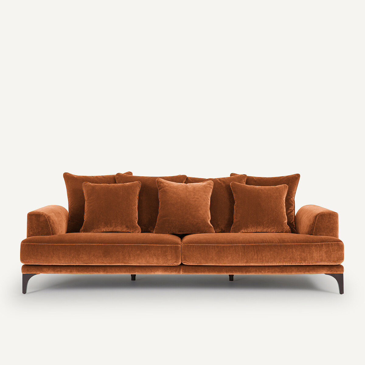 Καναπές με βελουτέ ταπετσαρία Μ105xΠ217xΥ84cm