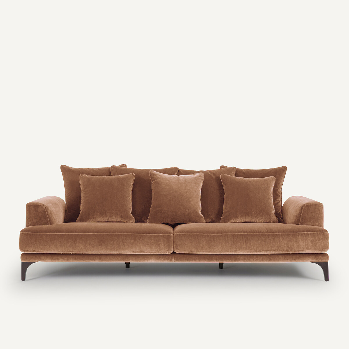 Καναπές με βελουτέ ταπετσαρία Μ105xΠ217xΥ84cm