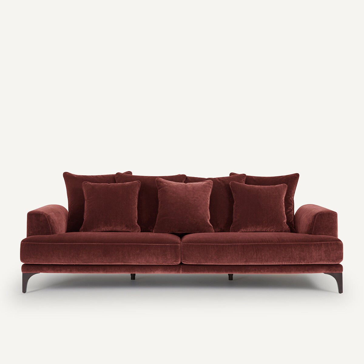 Καναπές με βελουτέ ταπετσαρία Μ105xΠ217xΥ84cm