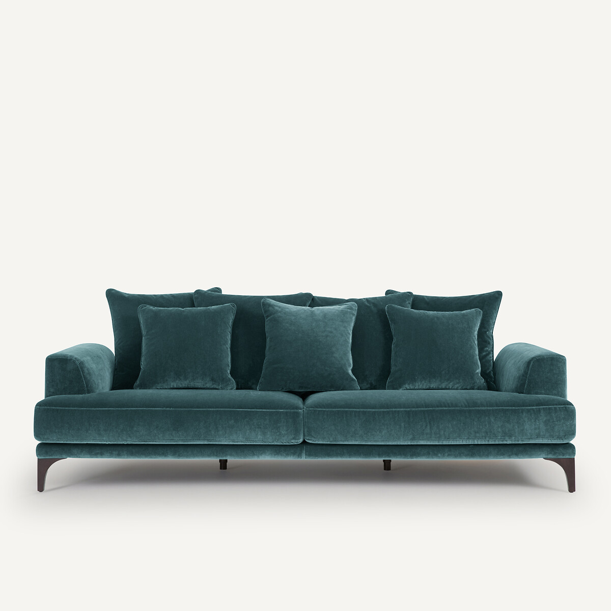 Καναπές με βελουτέ ταπετσαρία Μ105xΠ217xΥ84cm