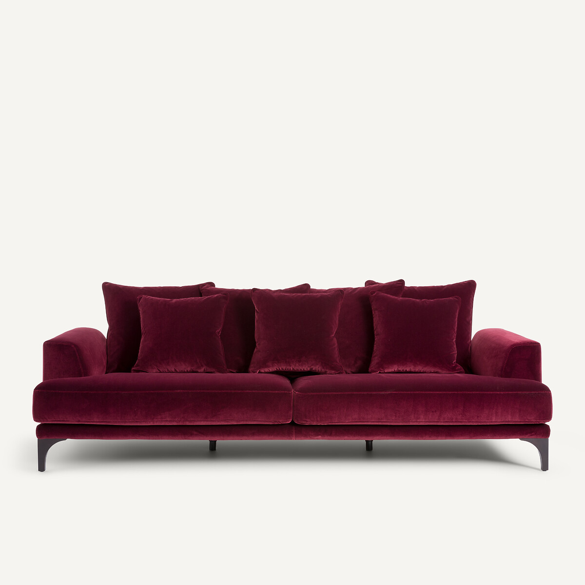 Καναπές με βελουτέ ταπετσαρία Μ105xΠ217xΥ84cm