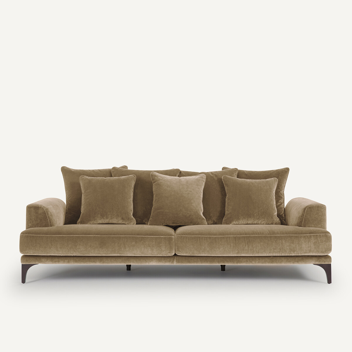 Καναπές με βελουτέ ταπετσαρία Μ105xΠ217xΥ84cm