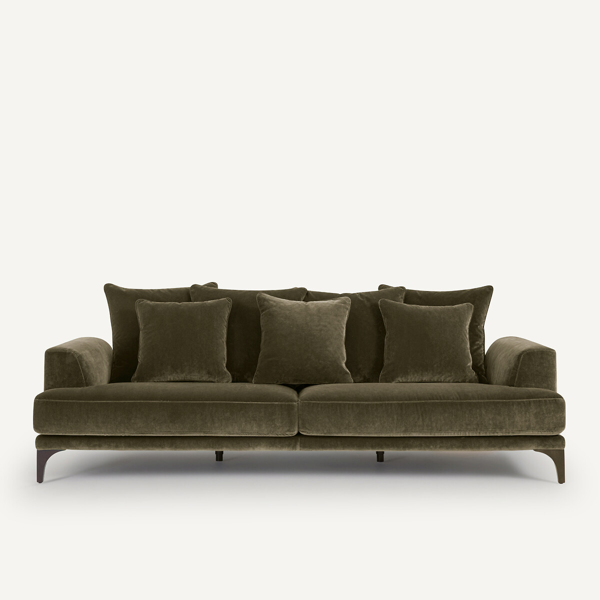 Καναπές με βελουτέ ταπετσαρία Μ105xΠ217xΥ84cm