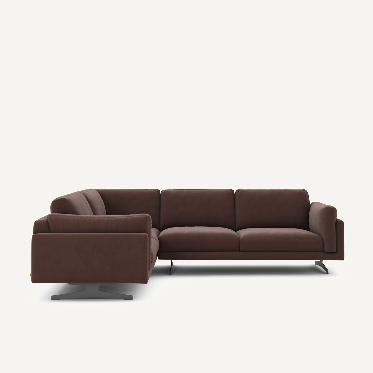 Γωνιακός καναπές από λινό βελούδο Μ227xΠ289xΥ82cm