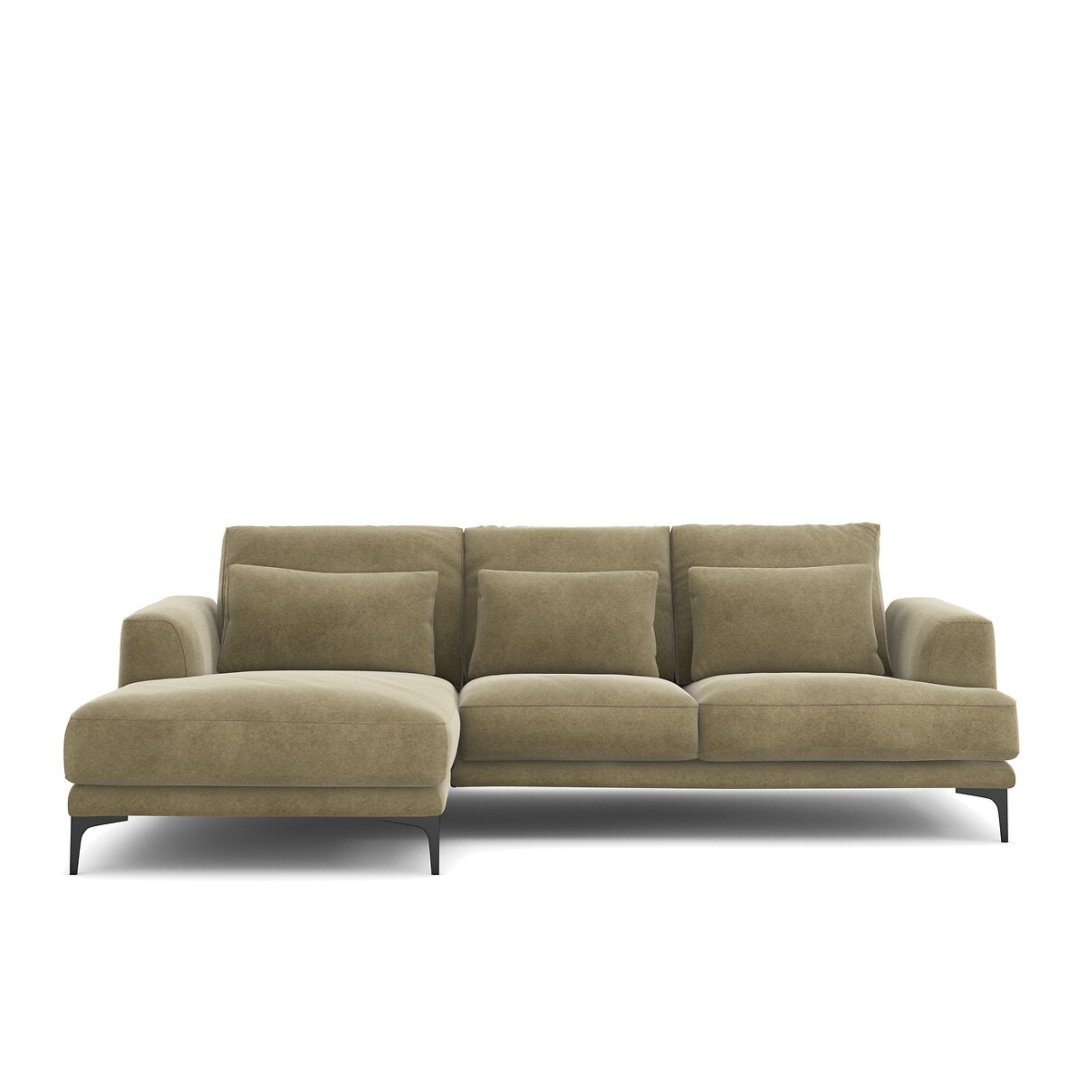 Γωνιακός καναπές από λινό βελούδο Μ149xΠ258xΥ83cm