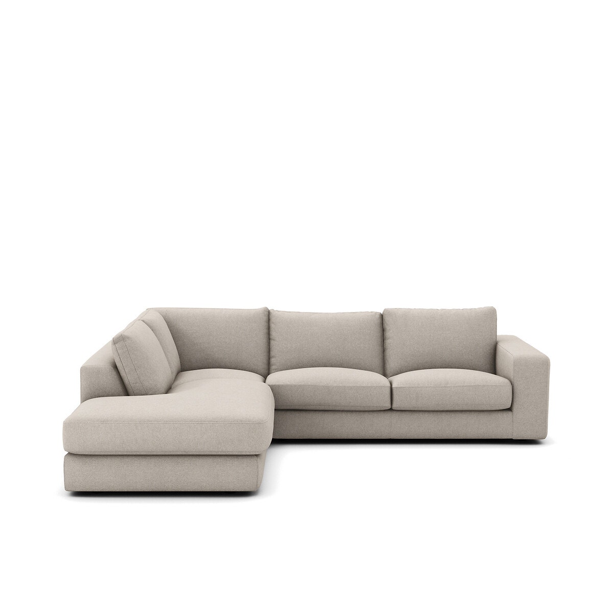 Γωνιακός καναπές με ανάγλυφη ταπετσαρία από βισκόζη και λινό Μ233xΠ282xΥ78cm