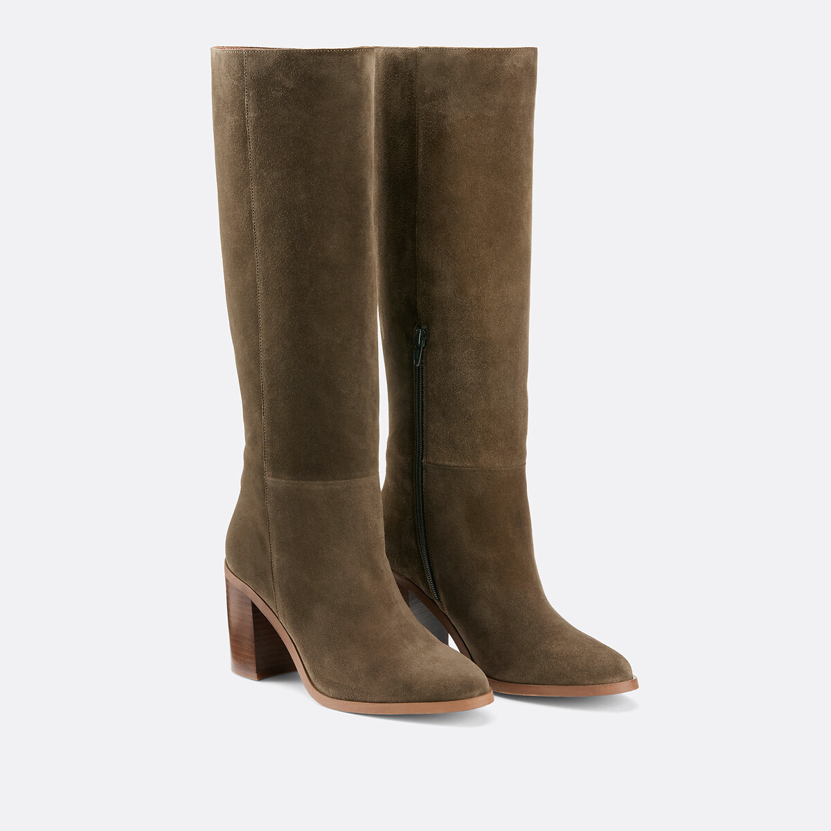 Μπότες από nubuck με φαρδύ τακούνι