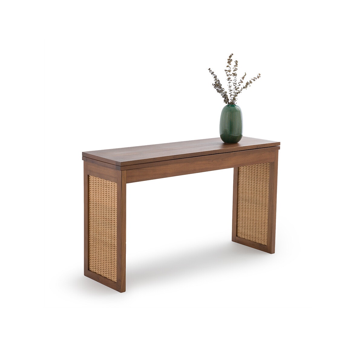 La Redoute Interieurs Τραπέζι κονσόλα από μασίφ ξύλο teak και ρατάν Μ40xΠ130xΥ77cm