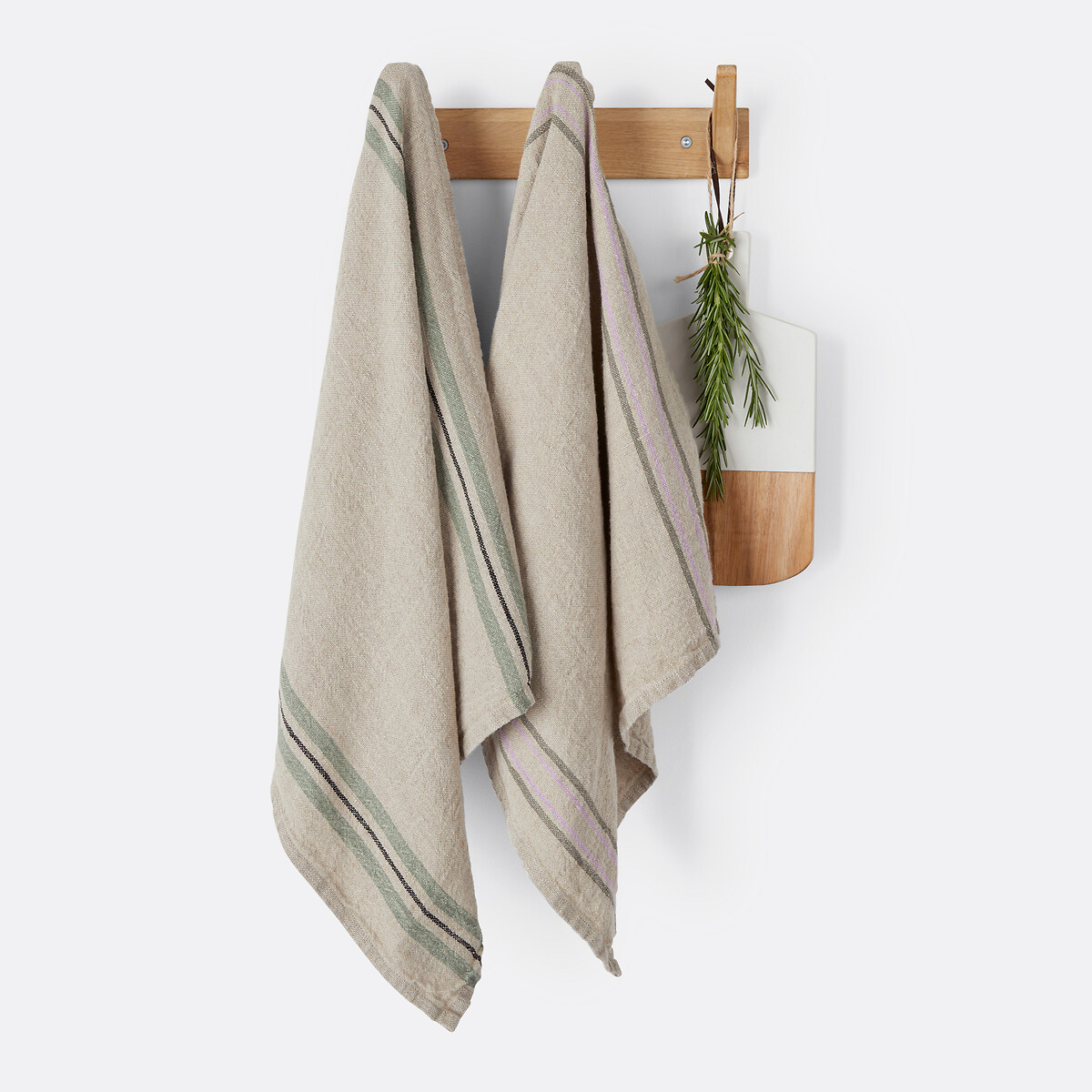 Σετ 2 πετσέτες κουζίνας από προπλυμένο λινό νηματοβαφή Σετ των 2