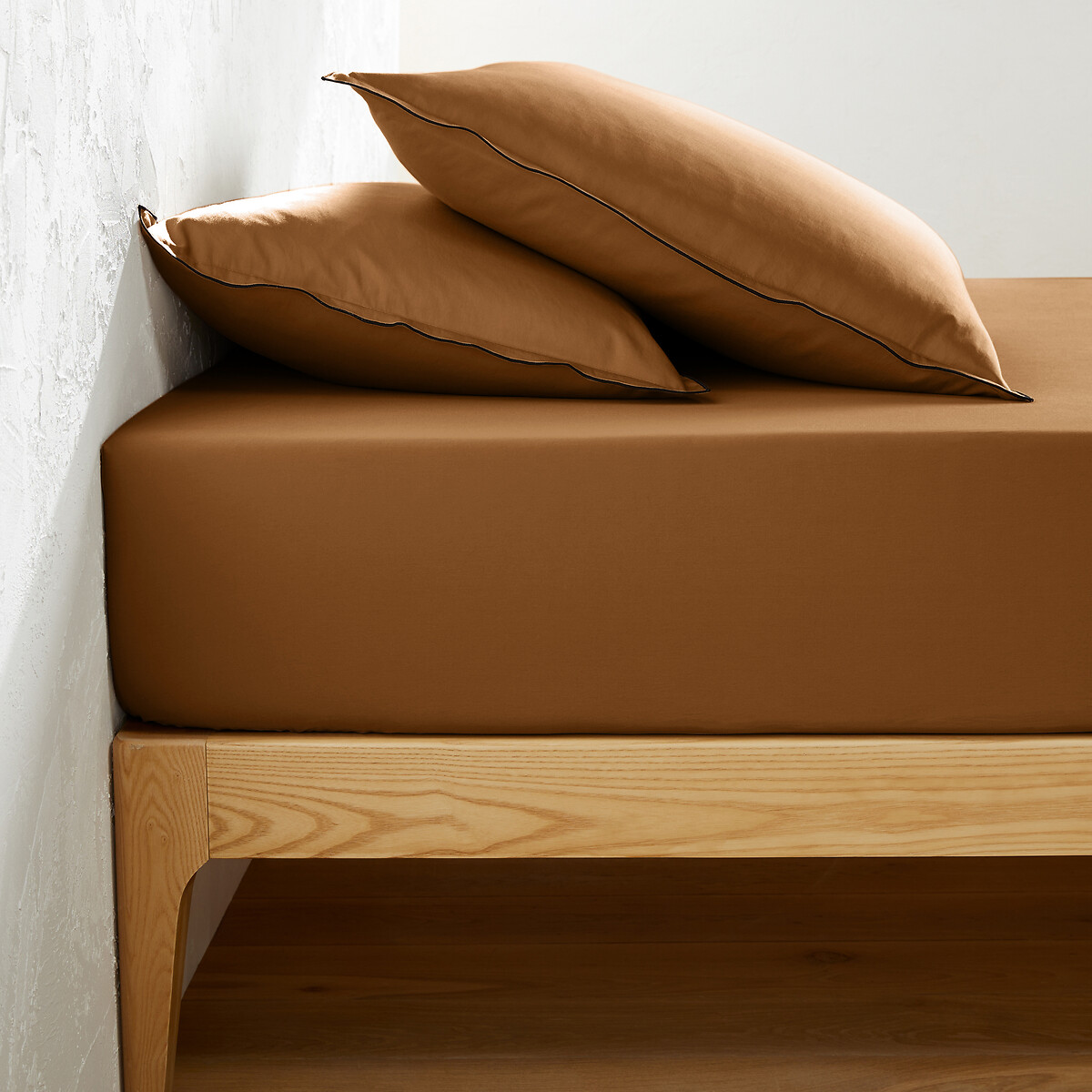 La Redoute Interieurs Σεντόνι με λάστιχο από προπλυμένο βαμβακερό σατέν 90x190 cm