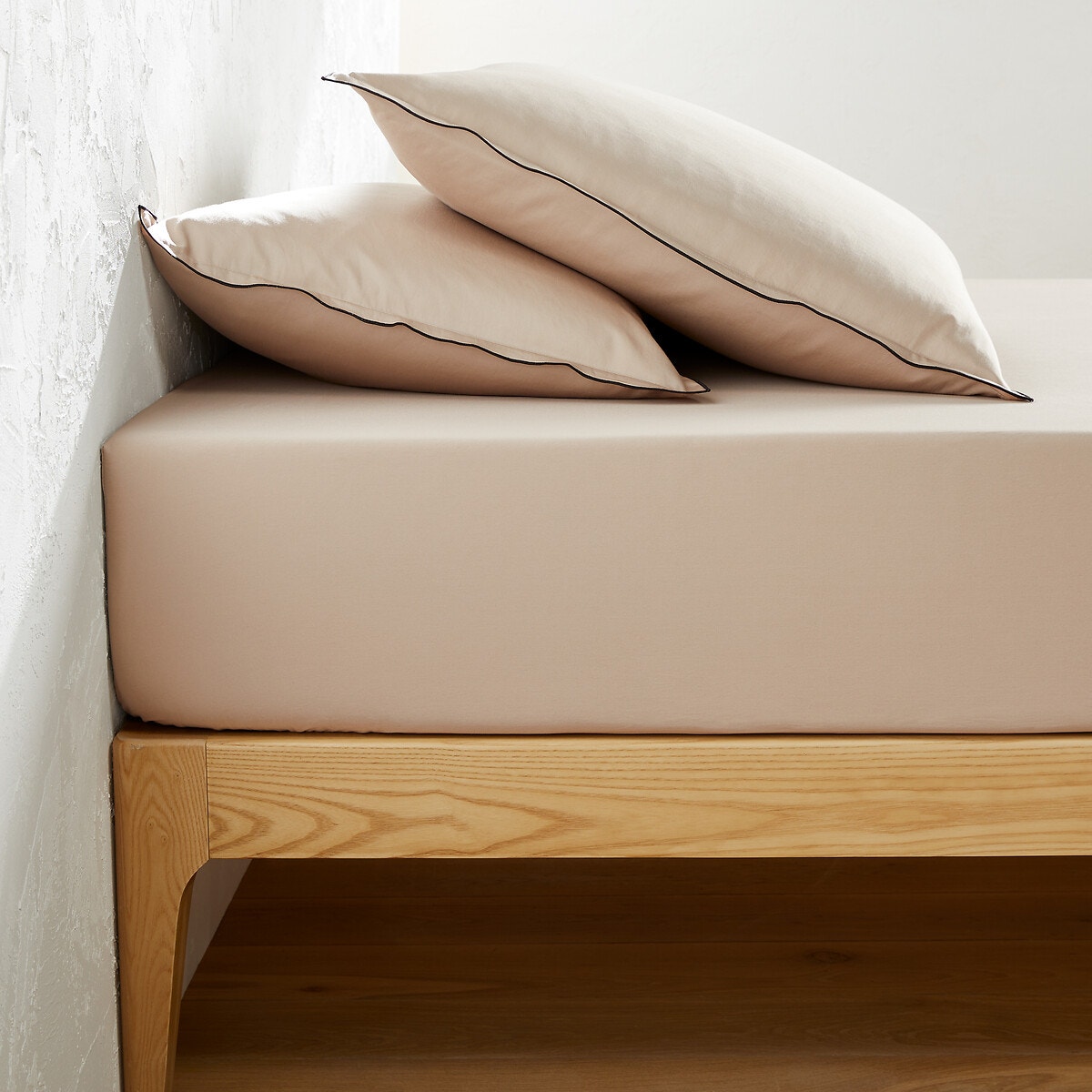 La Redoute Interieurs Σεντόνι με λάστιχο από προπλυμένο βαμβακερό σατέν 90x190 cm