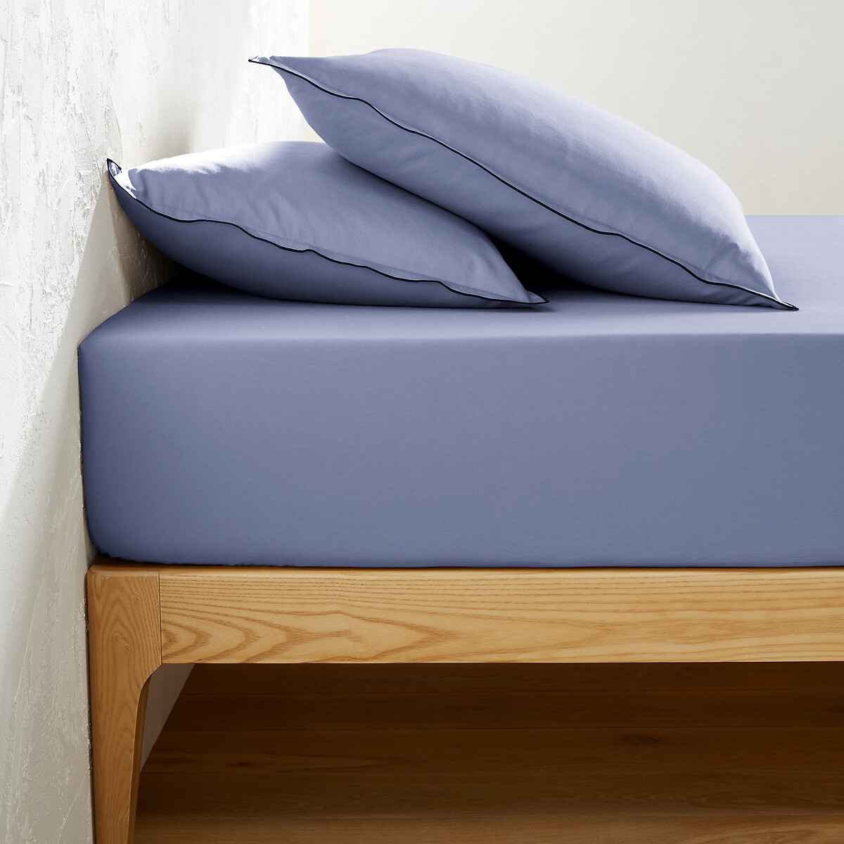 La Redoute Interieurs Σεντόνι με λάστιχο από προπλυμένο βαμβακερό σατέν 90x190 cm