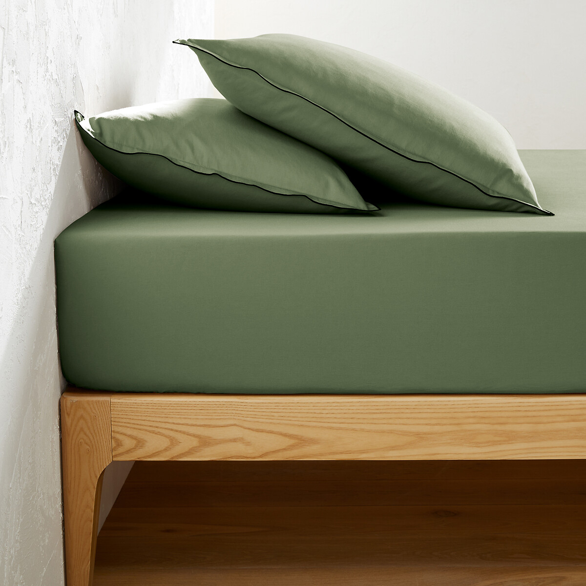 La Redoute Interieurs Σεντόνι με λάστιχο από προπλυμένο βαμβακερό σατέν 90x190 cm