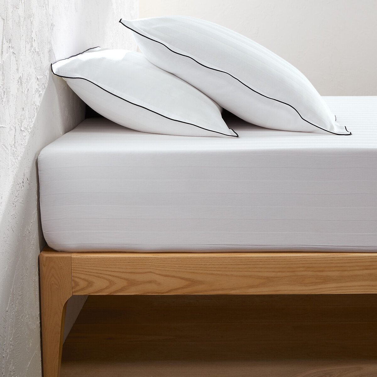 La Redoute Interieurs Σεντόνι με λάστιχο από προπλυμένο βαμβακερό σατέν 90x190 cm