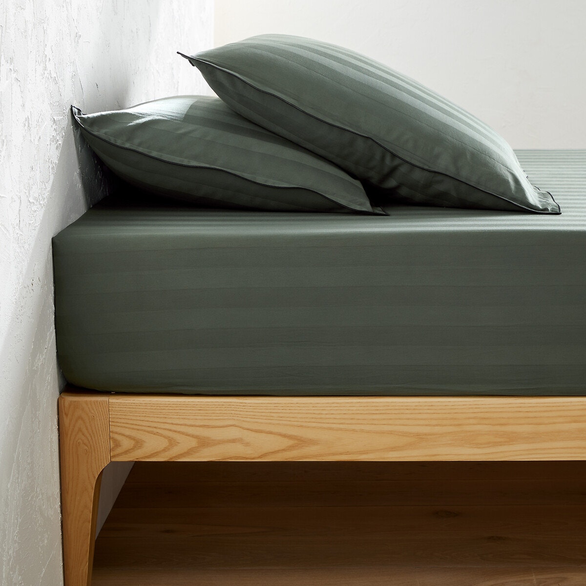 La Redoute Interieurs Σεντόνι με λάστιχο από προπλυμένο βαμβακερό σατέν 90x190 cm