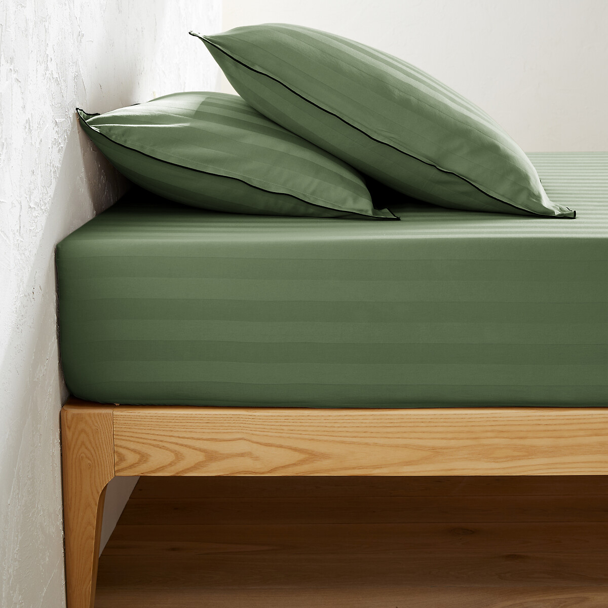 La Redoute Interieurs Σεντόνι με λάστιχο από προπλυμένο βαμβακερό σατέν 90x190 cm