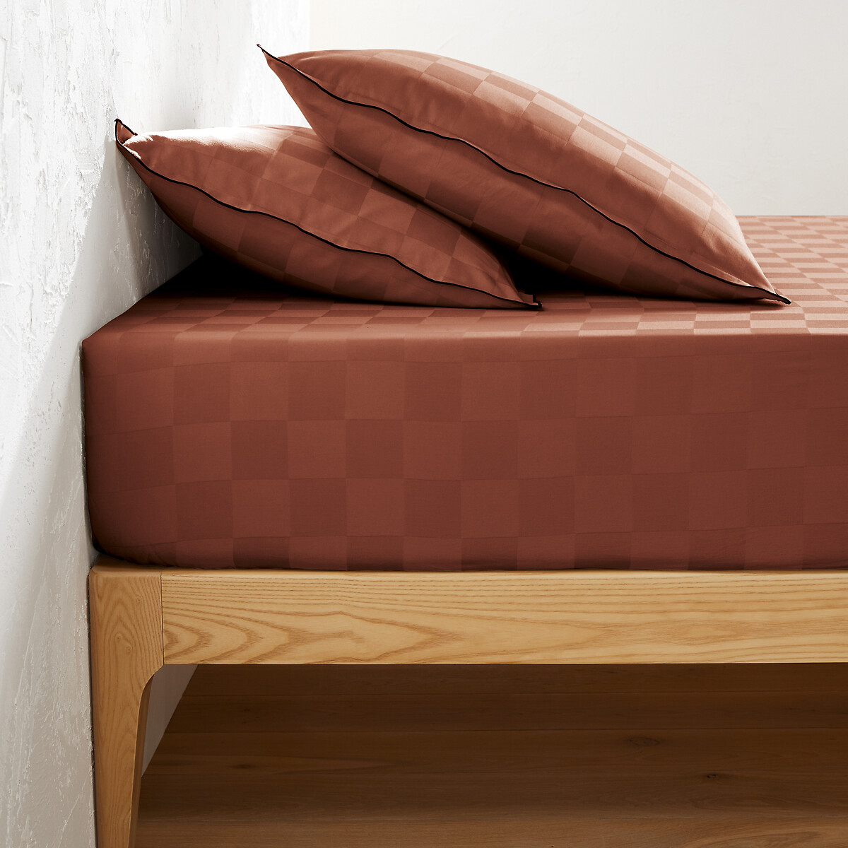 La Redoute Interieurs Σεντόνι με λάστιχο από προπλυμένο βαμβακερό σατέν 90x190 cm